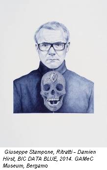 Giuseppe Stampone, Ritratti - Damien Hirst, BIC DATA BLUE, 2014. GAMeC Museum, Bergamo