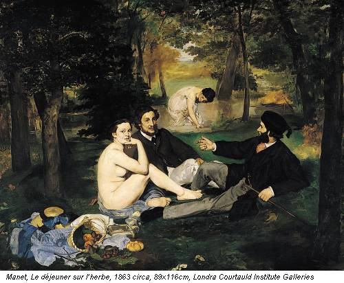 Manet, Le déjeuner sur l’herbe, 1863 circa, 89x116cm, Londra Courtauld Institute Galleries
