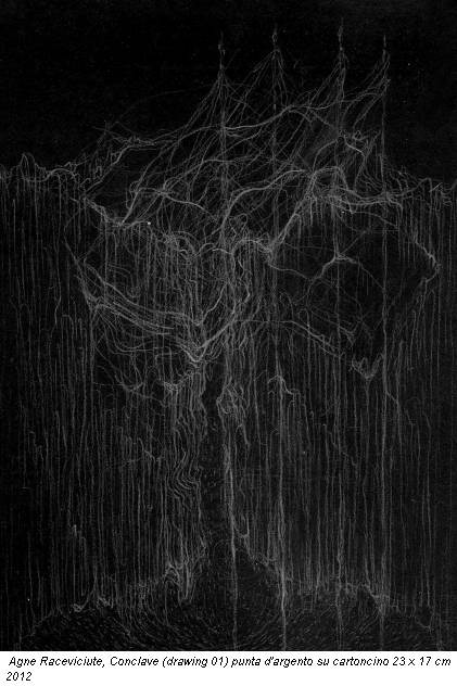 Agne Raceviciute, Conclave (drawing 01) punta d'argento su cartoncino 23 x 17 cm 2012
