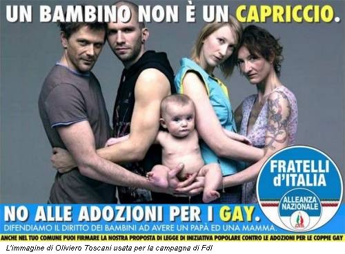 L'immagine di Oliviero Toscani usata per la campagna di FdI