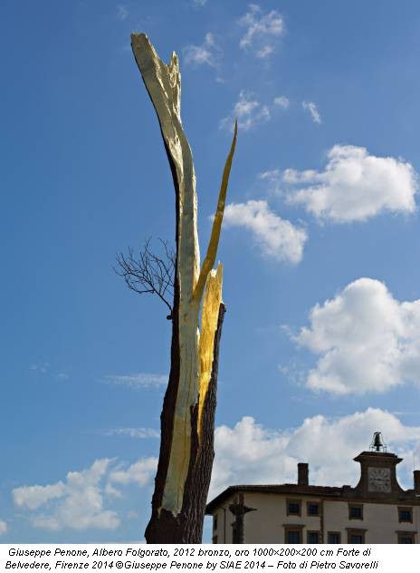 Giuseppe Penone, Albero Folgorato, 2012 bronzo, oro 1000×200×200 cm Forte di Belvedere, Firenze 2014 ©Giuseppe Penone by SIAE 2014 – Foto di Pietro Savorelli
