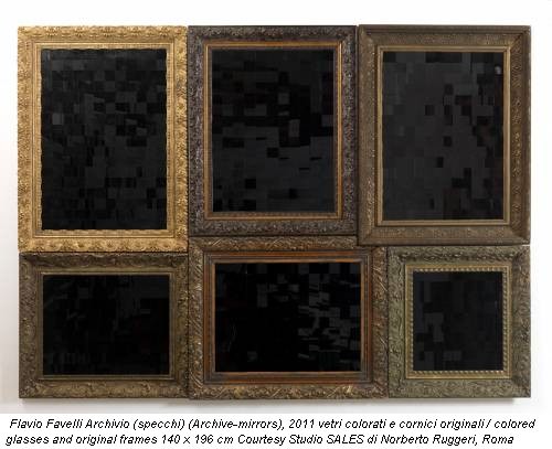 Flavio Favelli Archivio (specchi) (Archive-mirrors), 2011 vetri colorati e cornici originali / colored glasses and original frames 140 x 196 cm Courtesy Studio SALES di Norberto Ruggeri, Roma