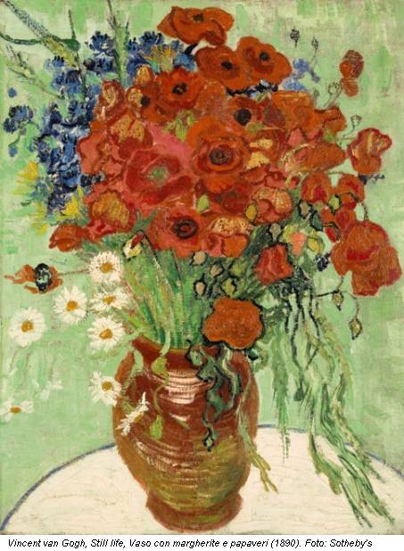 Vincent van Gogh, Still life, Vaso con margherite e papaveri (1890). Foto: Sotheby's