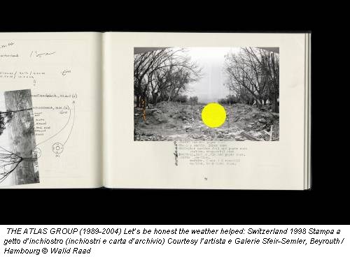THE ATLAS GROUP (1989-2004) Let’s be honest the weather helped: Switzerland 1998 Stampa a getto d’inchiostro (inchiostri e carta d’archivio) Courtesy l’artista e Galerie Sfeir-Semler, Beyrouth / Hambourg © Walid Raad
