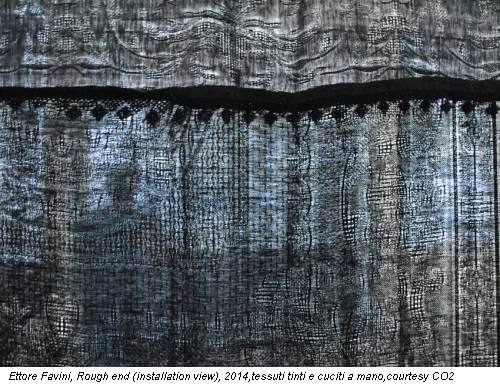 Ettore Favini, Rough end (installation view), 2014,tessuti tinti e cuciti a mano,courtesy CO2