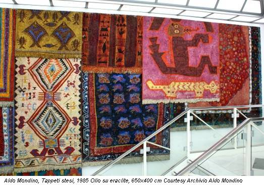Aldo Mondino, Tappeti stesi, 1985 Olio su eraclite, 650x400 cm Courtesy Archivio Aldo Mondino