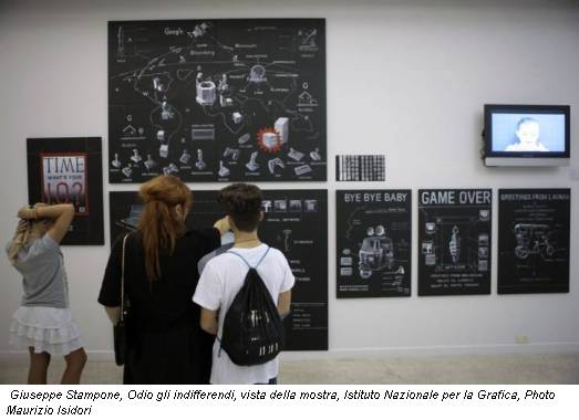 Giuseppe Stampone, Odio gli indifferendi, vista della mostra, Istituto Nazionale per la Grafica, Photo Maurizio Isidori