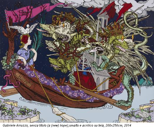 Gabriele Arruzzo, senza titolo (a (new) hope),smalto e acrilico su tela, 200x250cm, 2014
