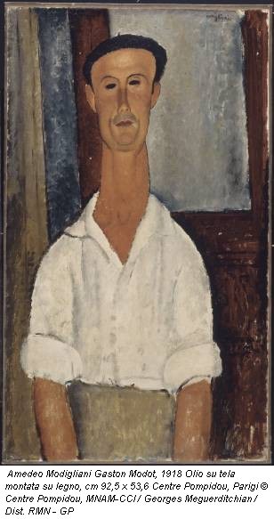Amedeo Modigliani Gaston Modot, 1918 Olio su tela montata su legno, cm 92,5 x 53,6 Centre Pompidou, Parigi © Centre Pompidou, MNAM-CCI / Georges Meguerditchian / Dist. RMN - GP