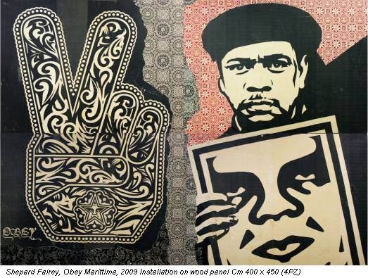 Shepard Fairey, Obey Marittima, 2009 Installation on wood panel Cm 400 x 450 (4PZ)