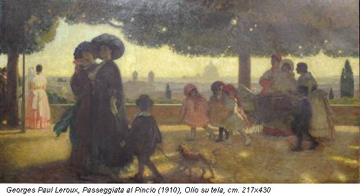 Georges Paul Leroux, Passeggiata al Pincio (1910), Olio su tela, cm. 217x430
