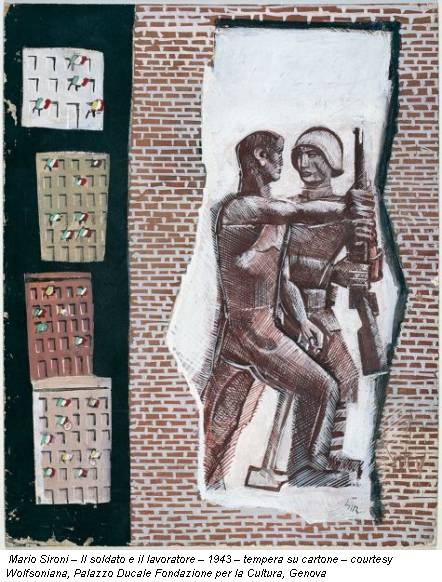 Mario Sironi – Il soldato e il lavoratore – 1943 – tempera su cartone – courtesy Wolfsoniana, Palazzo Ducale Fondazione per la Cultura, Genova
