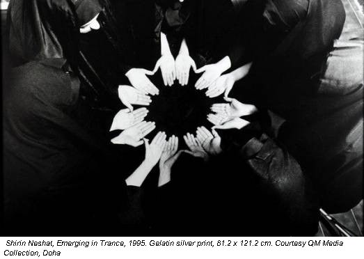 Shirin Neshat, Emerging in Trance, 1995. Gelatin silver print, 81.2 x 121.2 cm. Courtesy QM Media Collection, Doha