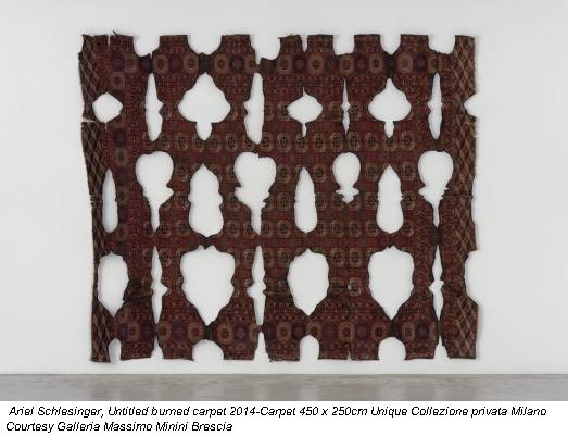 Ariel Schlesinger, Untitled burned carpet 2014-Carpet 450 x 250cm Unique Collezione privata Milano Courtesy Galleria Massimo Minini Brescia