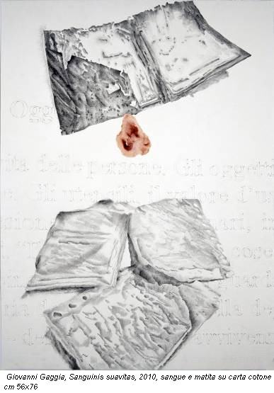 Giovanni Gaggia, Sanguinis suavitas, 2010, sangue e matita su carta cotone cm 56x76