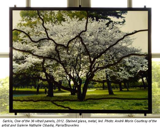 Sarkis, One of the 36 vitrail panels, 2012. Stained glass, metal, led. Photo: André Morin Courtesy of the artist and Galerie Nathalie Obadia, Paris/Bruxelles