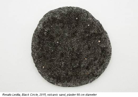 Renato Leotta, Black Circle, 2015, volcanic sand, plaster 98 cm diameter