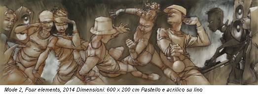 Mode 2, Four elements, 2014 Dimensioni: 600 x 200 cm Pastello e acrilico su lino