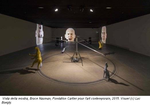 Vista della mostra, Bruce Nauman, Fondation Cartier pour l'art contemporain, 2015. Visuel (c) Luc Boegly.