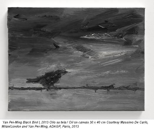 Yan Pei-Ming Black Bird I, 2013 Olio su tela / Oil on canvas 30 x 40 cm Courtesy Massimo De Carlo, Milan/London and Yan Pei-Ming, ADAGP, Paris, 2013