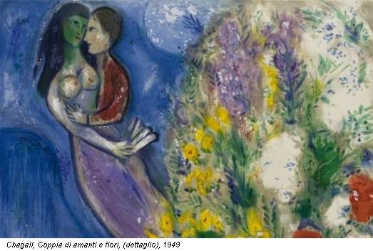 Chagall, Coppia di amanti e fiori, (dettaglio), 1949