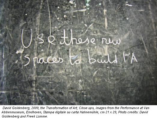 David Goldenberg, 2009, the Transformation of Art, Close ups, images from the Performance at Van Abbenmuseum, Eindhoven, Stampa digitale su carta Hahnemühle, cm 21 x 29, Photo credits: David Goldenberg and Freek Lomme.