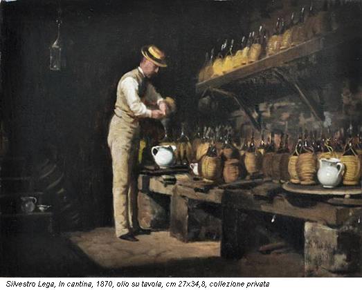 Silvestro Lega, In cantina, 1870, olio su tavola, cm 27x34,8, collezione privata