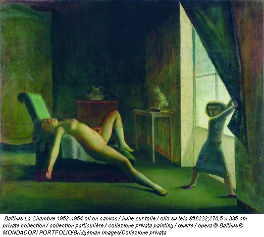 Balthus La Chambre 1952-1954 oil on canvas / huile sur toile / olio su tela  270,5 x 335 cm private collection / collection particulière / collezione privata painting / œuvre / opera © Balthus © MONDADORI PORTFOLIO/Bridgeman Images/Collezione privata
