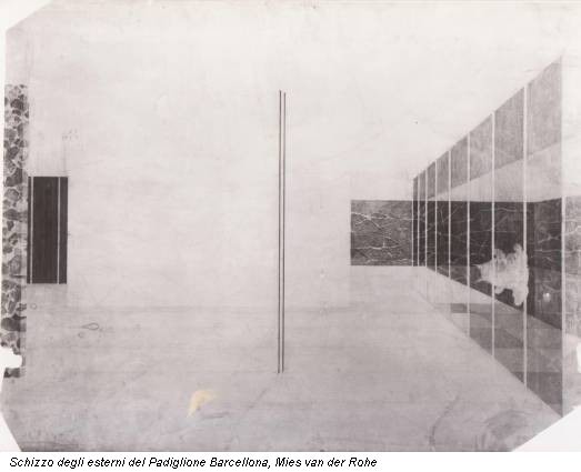 Schizzo degli esterni del Padiglione Barcellona, Mies van der Rohe