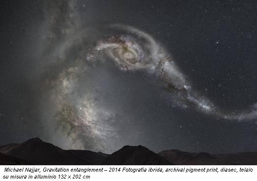 Michael Najjar, Gravitation entanglement – 2014 Fotografia ibrida, archival pigment print, diasec, telaio su misura in alluminio 132 x 202 cm