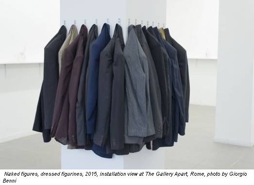 Naked figures, dressed figurines, 2015, installation view at The Gallery Apart, Rome, photo by Giorgio Benni