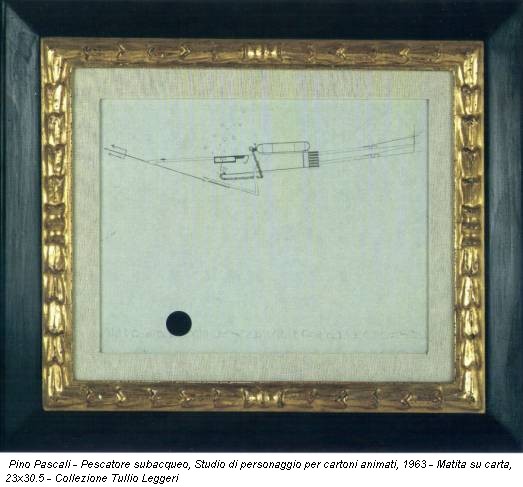 Pino Pascali - Pescatore subacqueo, Studio di personaggio per cartoni animati, 1963 - Matita su carta, 23x30.5 - Collezione Tullio Leggeri