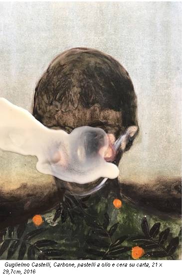 Guglielmo Castelli, Carbone, pastelli a olio e cera su carta, 21 x 29,7cm, 2016
