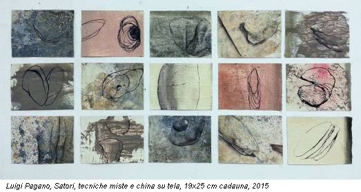 Luigi Pagano, Satori, tecniche miste e china su tela, 19x25 cm cadauna, 2015
