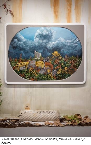 Pixel Pancho, Androidèi, vista della mostra, foto di The Blind Eye Factory