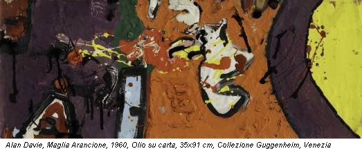 Alan Davie, Maglia Arancione, 1960, Olio su carta, 35x91 cm, Collezione Guggenheim, Venezia