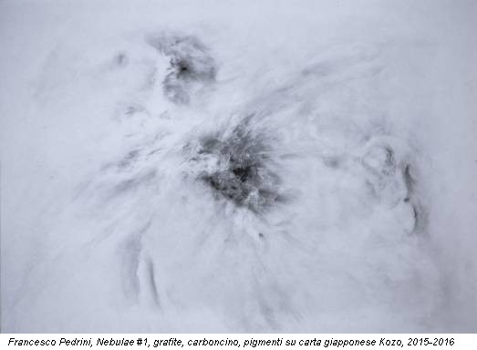 Francesco Pedrini, Nebulae #1, grafite, carboncino, pigmenti su carta giapponese Kozo, 2015-2016