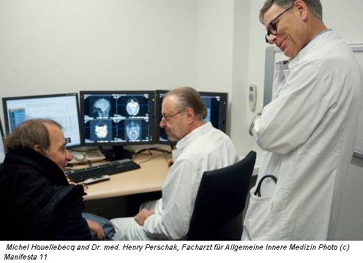 Michel Houellebecq and Dr. med. Henry Perschak, Facharzt für Allgemeine Innere Medizin Photo (c) Manifesta 11