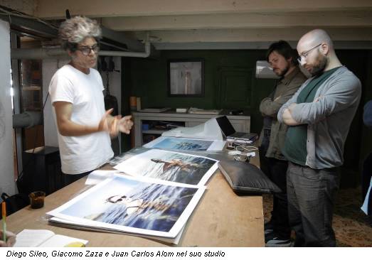 Diego Sileo, Giacomo Zaza e Juan Carlos Alom nel suo studio