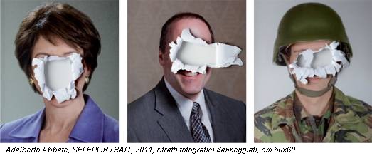 Adalberto Abbate, SELFPORTRAIT, 2011, ritratti fotografici danneggiati, cm 50x60