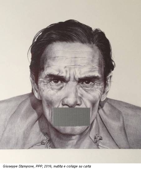 Giuseppe Stampone, PPP, 2016, matita e collage su carta