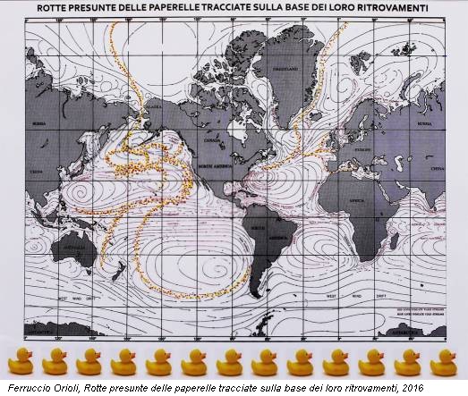 Ferruccio Orioli, Rotte presunte delle paperelle tracciate sulla base dei loro ritrovamenti, 2016