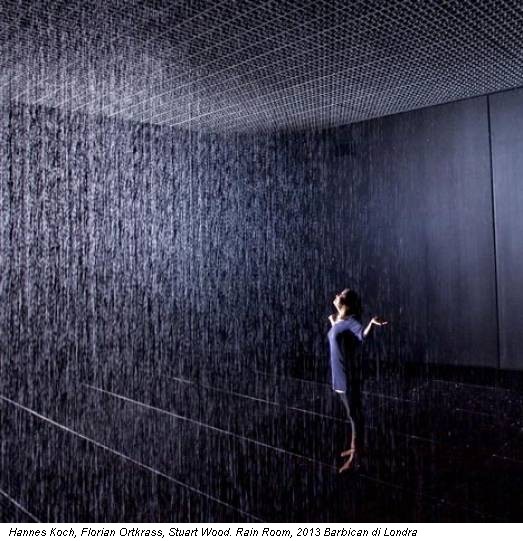 Hannes Koch, Florian Ortkrass, Stuart Wood. Rain Room, 2013 Barbican di Londra