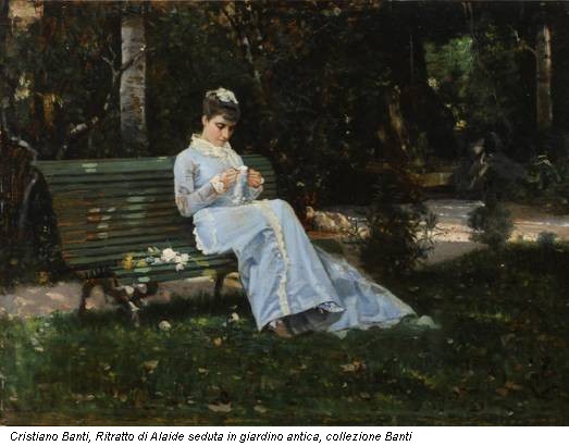 Cristiano Banti, Ritratto di Alaide seduta in giardino antica, collezione Banti