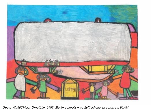 Georg Würz, Dirigibile, 1997, Matite colorate e pastelli ad olio su carta, cm 61x84