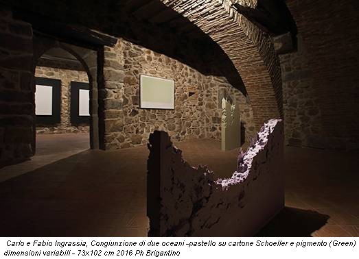 Carlo e Fabio Ingrassia, Congiunzione di due oceani -pastello su cartone Schoeller e pigmento (Green) dimensioni variabili - 73x102 cm 2016 Ph Brigantino