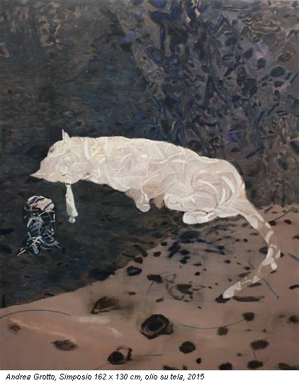 Andrea Grotto, Simposio 162 x 130 cm, olio su tela, 2015