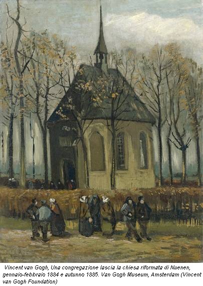 Vincent van Gogh, Una congregazione lascia la chiesa riformata di Nuenen, gennaio-febbraio 1884 e autunno 1885. Van Gogh Museum, Amsterdam (Vincent van Gogh Foundation)