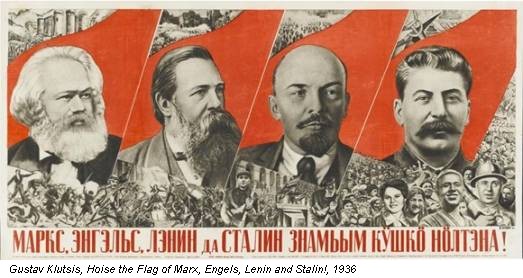 Gustav Klutsis, Hoise the Flag of Marx, Engels, Lenin and Stalin!, 1936