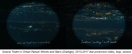 Grazia Toderi e Orhan Pamuk Words and Stars (Dialogo), 2013-2017 due proiezioni video, loop, sonoro